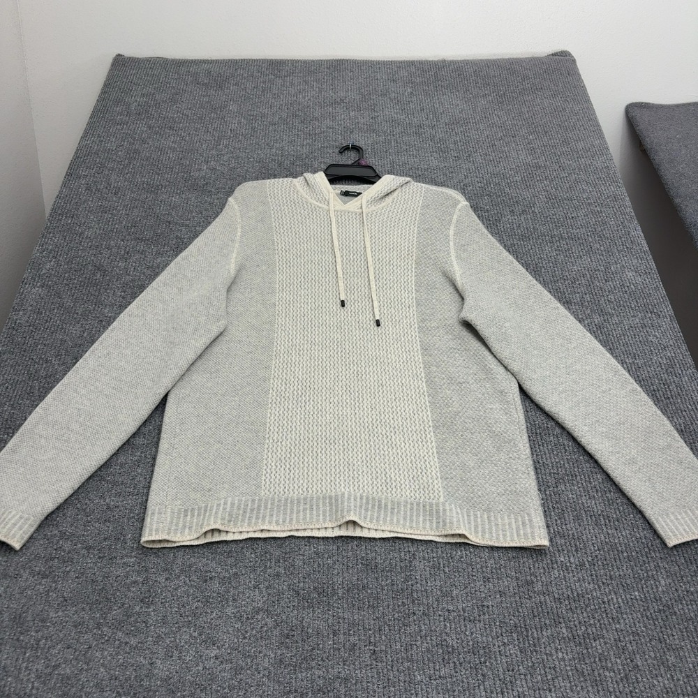 Vince Hoodie Mens XL Grey Wool Cashmere Textured Knit Luxury Casual Style